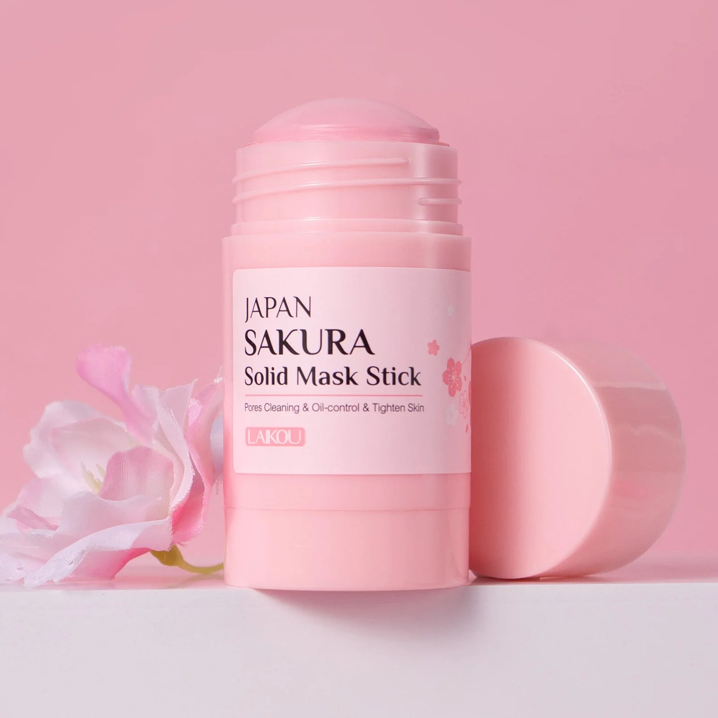 Stick Mascarilla de Arcilla LAIKOU Sakura - Limpieza Profunda, Control Grasa y Puntos Negros. Reduce Poros e Hidrata. (45g)