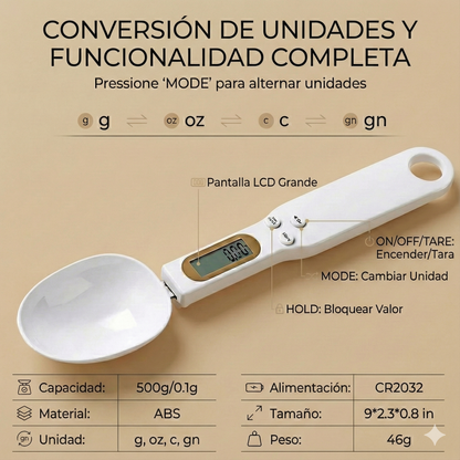 Cuchara Medidora Digital con Báscula LCD