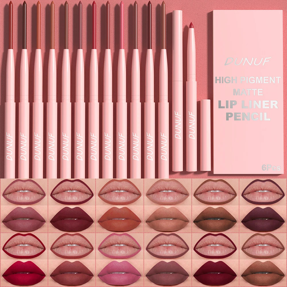 Kit de 6 Perfiladores de Labios (Lip Liner) - Larga Duración, Waterproof y Alta Pigmentación. Fácil de Aplicar, No se Desvanece.