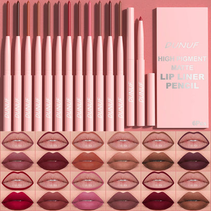Kit de 6 Perfiladores de Labios (Lip Liner) - Larga Duración, Waterproof y Alta Pigmentación. Fácil de Aplicar, No se Desvanece.