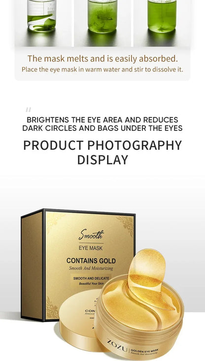 Parches para Ojos (60/120 Uds) con Aguacate y Oro - Tratamiento Hidratante y Reafirmante para Reducir Bolsas, Ojeras y Arrugas.