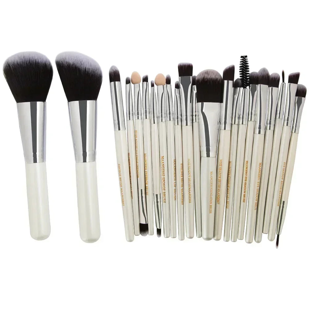 Set de Brochas de Maquillaje Profesional (Kit 3, 13 o 22 Piezas) - Herramientas Esenciales para Ojos (Sombra, Delineador) y Rostro.
