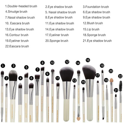 Set de Brochas de Maquillaje Profesional (Kit 3, 13 o 22 Piezas) - Herramientas Esenciales para Ojos (Sombra, Delineador) y Rostro.