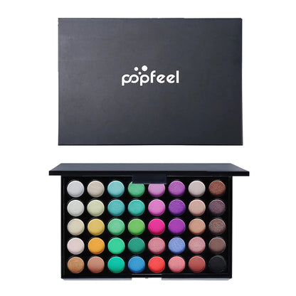 Paleta de Sombras POPFEEL (40 Colores) - Larga Duración y Fácil Aplicación. Incluye Tonos Nude, Marrones y Rosas.