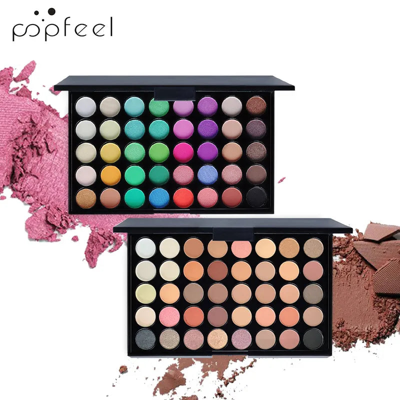 Paleta de Sombras POPFEEL (40 Colores) - Larga Duración y Fácil Aplicación. Incluye Tonos Nude, Marrones y Rosas.