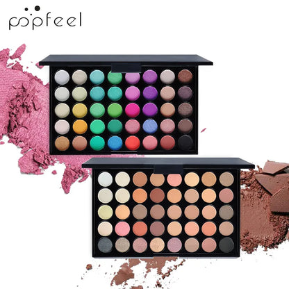 Paleta de Sombras POPFEEL (40 Colores) - Larga Duración y Fácil Aplicación. Incluye Tonos Nude, Marrones y Rosas.