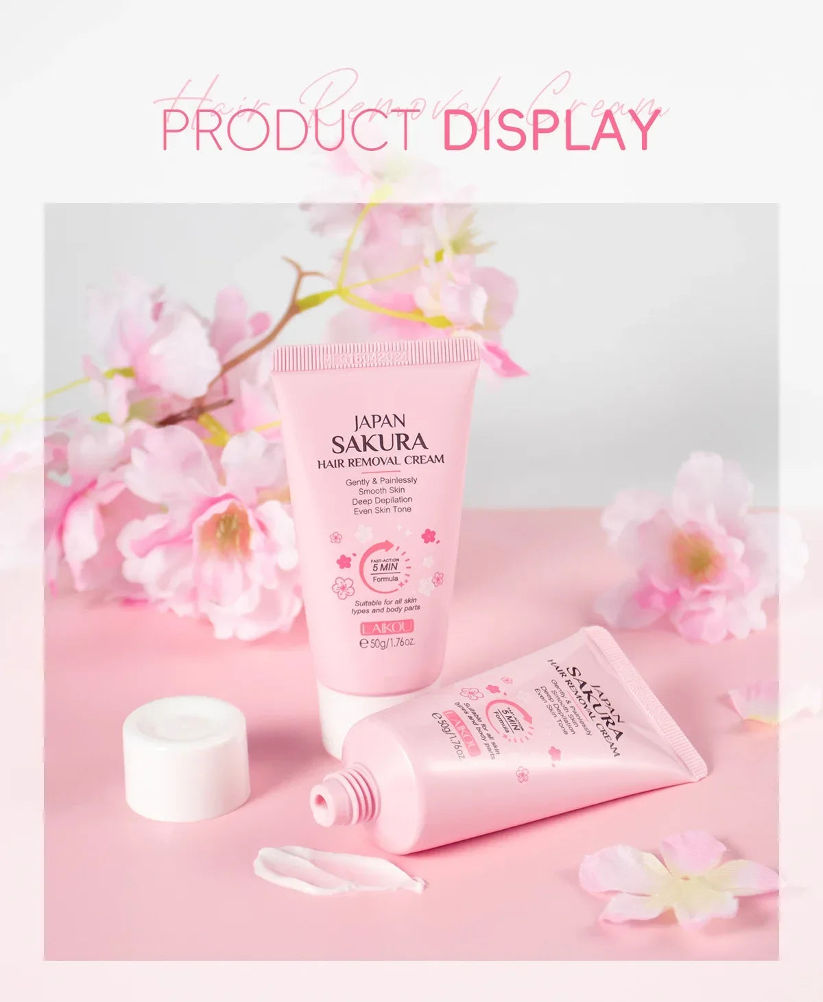 Crema Depilatoria Indolora LAIKOU: Fórmula Suave para Zonas Íntimas con Inhibidor del Crecimiento.