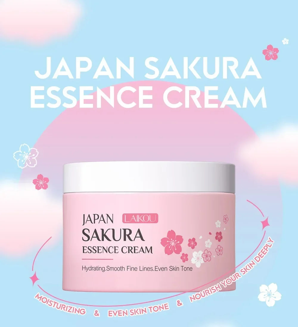 Crema Facial LAIKOU Sakura - Hidratante Profunda, Blanqueadora y Reparadora. Sella la Humedad y Controla la Grasa. Fórmula Suave.