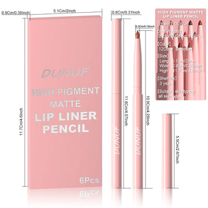 Kit de 6 Perfiladores de Labios (Lip Liner) - Larga Duración, Waterproof y Alta Pigmentación. Fácil de Aplicar, No se Desvanece.