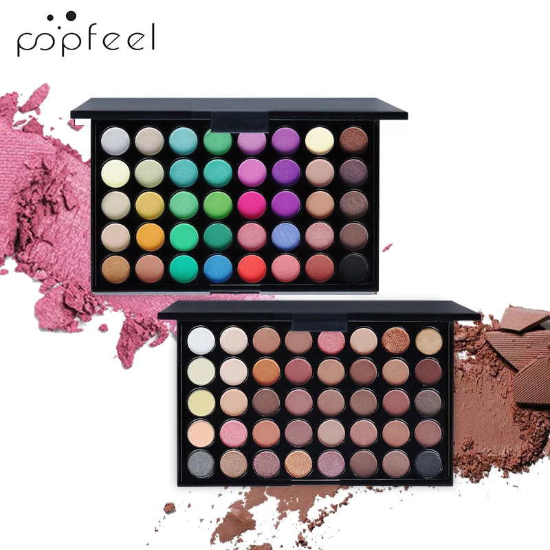 Paleta de Sombras POPFEEL (40 Colores) - Larga Duración y Fácil Aplicación. Incluye Tonos Nude, Marrones y Rosas.