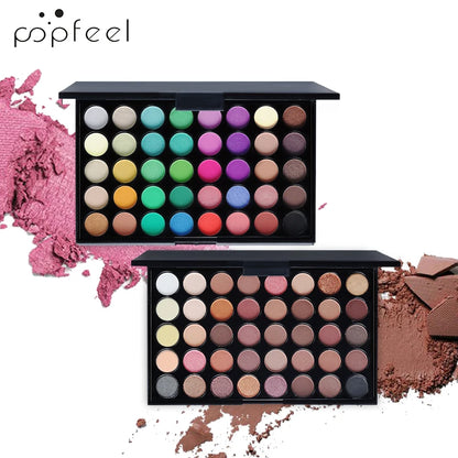 Paleta de Sombras POPFEEL (40 Colores) - Larga Duración y Fácil Aplicación. Incluye Tonos Nude, Marrones y Rosas.