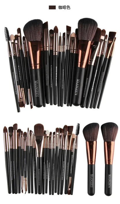 Set de Brochas de Maquillaje Profesional (Kit 3, 13 o 22 Piezas) - Herramientas Esenciales para Ojos (Sombra, Delineador) y Rostro.