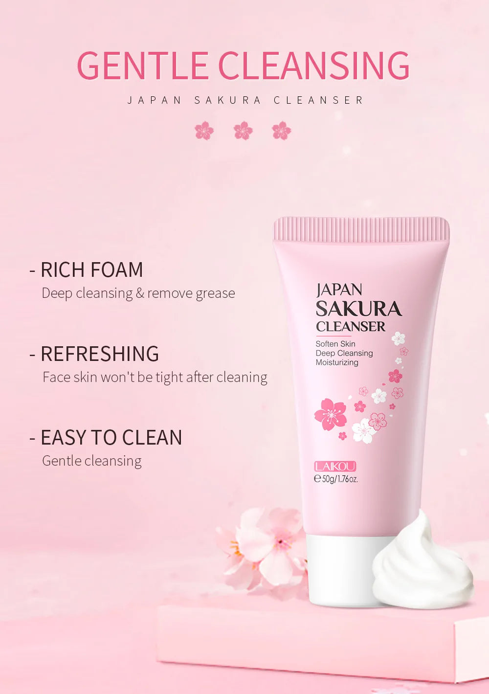 Laikou Sakura Whitening Facial Cleanser (Espuma/Leche Limpiadora Facial de Sakura)