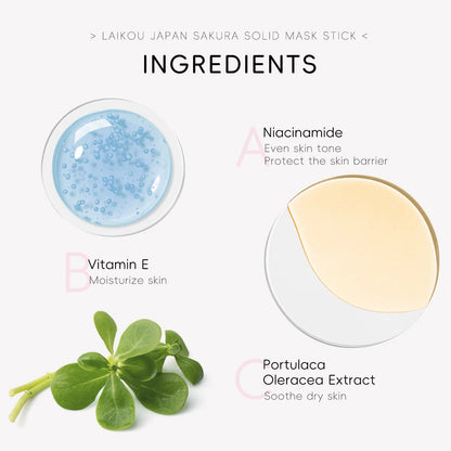Stick Mascarilla de Arcilla LAIKOU Sakura - Limpieza Profunda, Control Grasa y Puntos Negros. Reduce Poros e Hidrata. (45g)