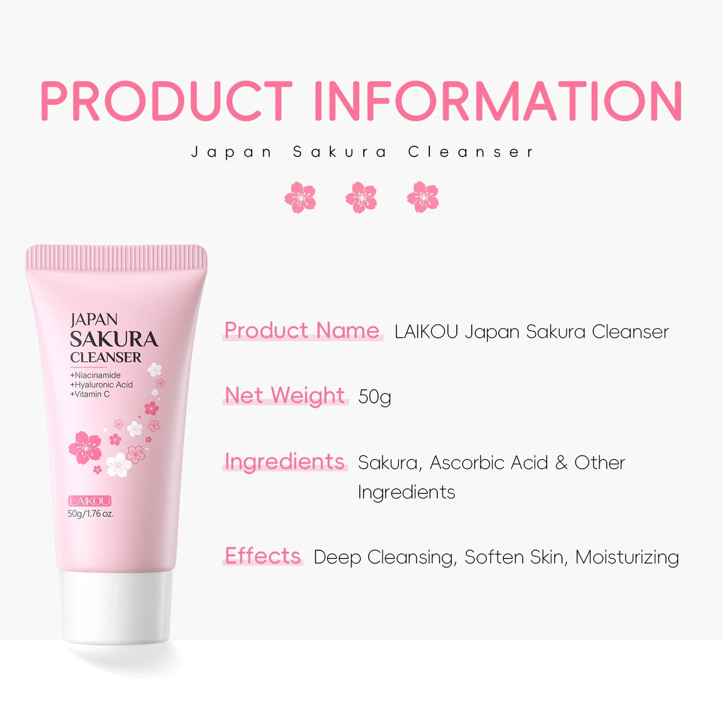 Laikou Sakura Whitening Facial Cleanser (Espuma/Leche Limpiadora Facial de Sakura)