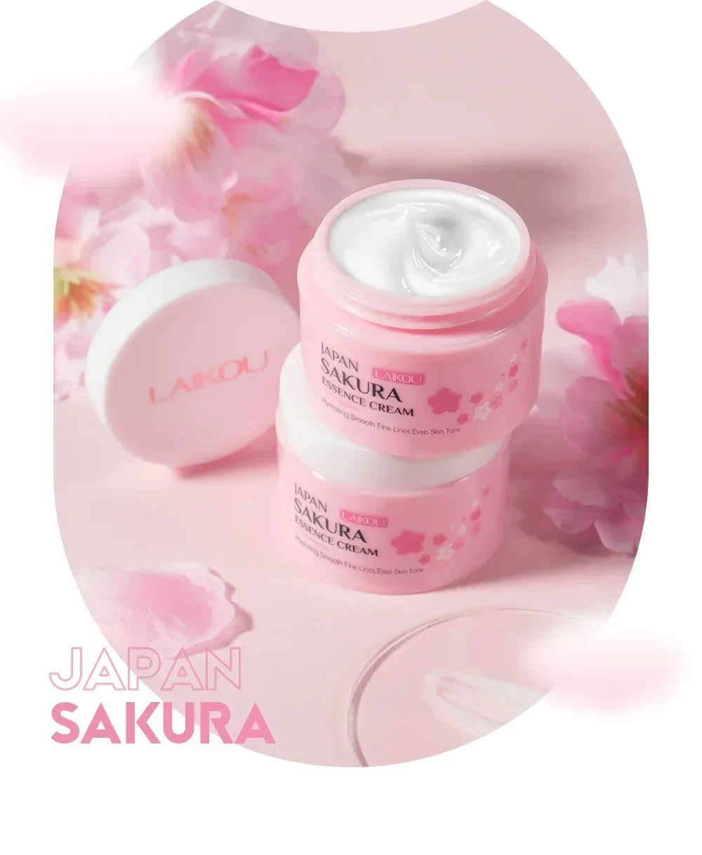 Crema Facial LAIKOU Sakura - Hidratante Profunda, Blanqueadora y Reparadora. Sella la Humedad y Controla la Grasa. Fórmula Suave.